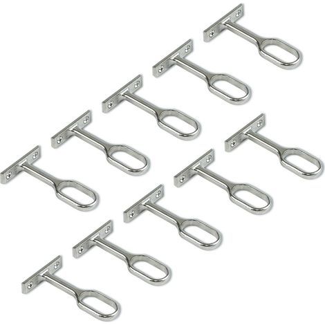 Oval Wardrobe Rail Center Support, Nickel-Plated, Pack of 10 (1/5)