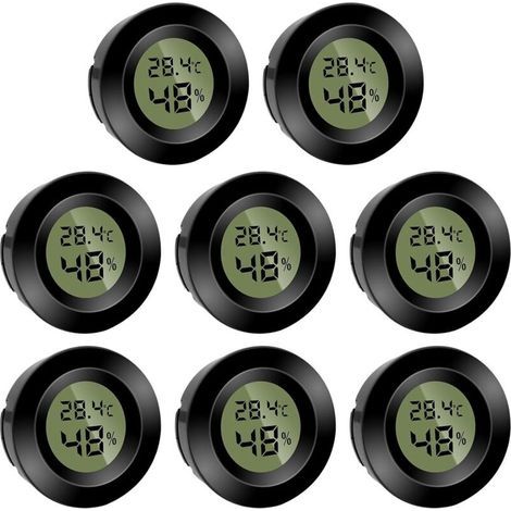 Lot de 8 mini hygromètres numériques ronds - Hygromètre - Température (℉) ou Celsius (℃) - Pour l'intérieur, le bureau, le salon - Piles incluses (1/5)