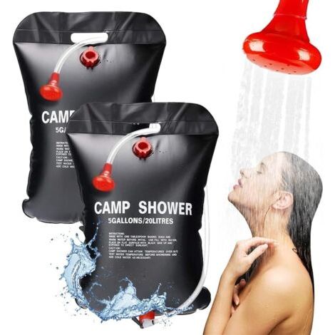 Douche solaire de camping - 20 l - Douche solaire - Douche de jardin pour enfants - Eau chaude - Sac à eau solaire portable pour le jardin - Douche de voyage avec pommeau de douche et sac (1/5)