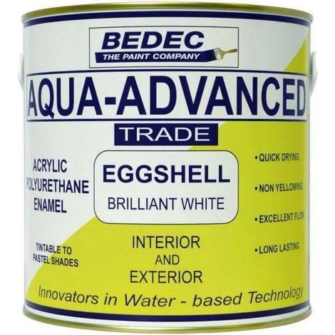 Bedec Aqua Advanced Paint Eggshell - Brilliant White - 1 Litre