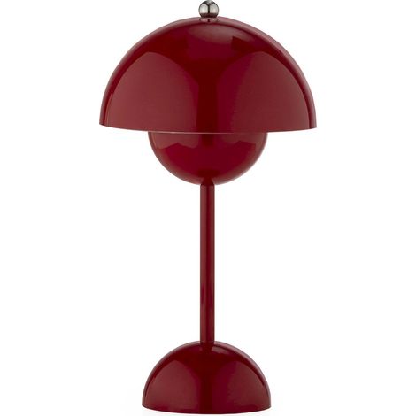 Lampe de table portable LED rouge chrome design moderne rechargeable - rouge brillant finition chrome (1/5)