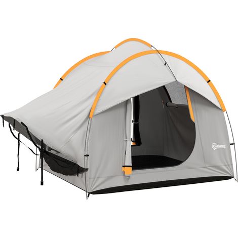Tenda per Auto Impermeabile a 3 Porte in Poliestere, PE e Fibra di Vetro, 239x210x210 cm, Grigio e Arancione