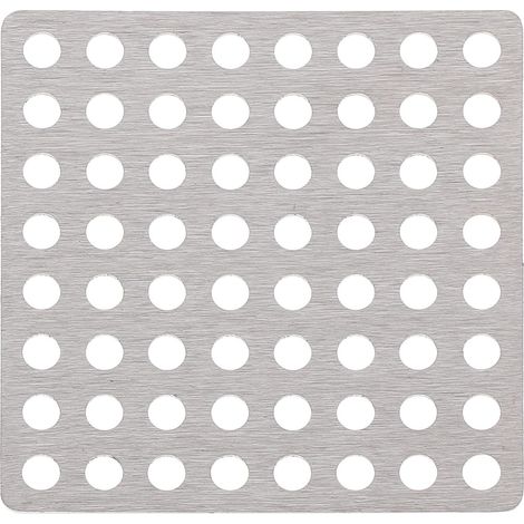 Crépine de Vidange en Acier Inoxydable Argenté Carrée 1 Pièce, pour Lavabo et Évier, Usage la Cuisine ou Salle de Bain, Surface Facile à Nettoyer, Finition Antidérapante (1/5)