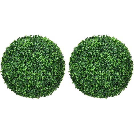 Ensemble de boules de buis (2 pièces), plantes artificielles, avec protection UV, convient à une utilisation intérieure et extérieure, verte.