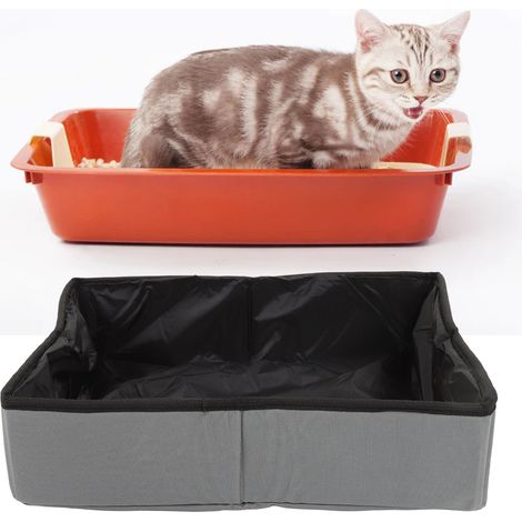 Tragbare, wasserdichte und faltbare Katzenstreu aus Oxford-Gewebe für Reisen und Camping – Grau