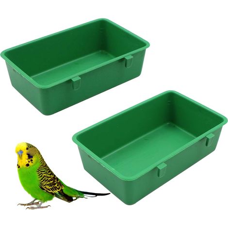 Baignoire Oiseaux Cage Mangeoire Multifonctionnelle - Bassin en Plastique, Mangeoire à Oiseaux Suspendue, Bain d'Oiseaux avec Crochet, pour Petits Oiseaux, Pinson, Perruche, Canari, Perroquet (1/5)