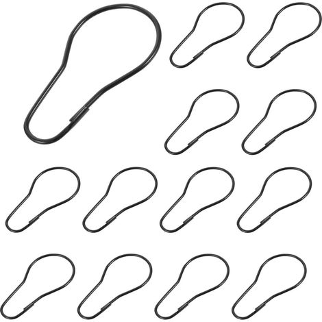 Lot 20 crochets de rideau de douche noirs, clips de suspension en métal pour salle de bain et cuisine (1/5)