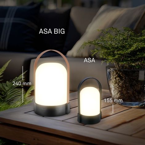 Briloner Lampe de table LED sans fil 24cm 1W 90lm 3000K blanc chaud dimmable anthracite - Lampe rechargeable salon jardin balcon