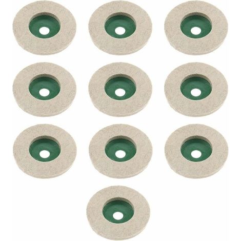 Juego de 10 discos de fieltro de lana para pulir con amoladoras angulares, para cerámica, mármol y madera, 97 mm -Crezuo