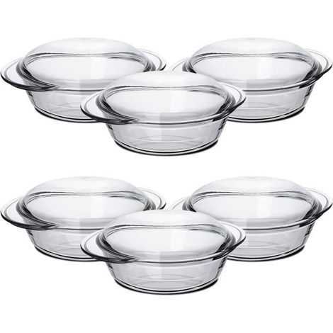 Cocotte (casserole) - JUANIO - Lot de 6 - Verre - 1.9 L - Avec couvercle (1/4)