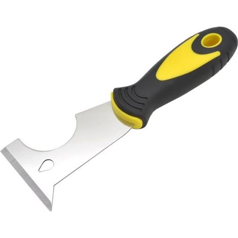 Grattoir à peinture 5 en 1 - Multifonction - Acier inoxydable - Poignée ergonomique - Noir et jaune (1/4)
