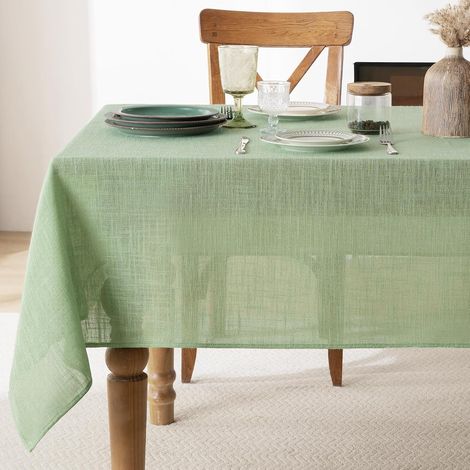 Nappe Extérieur Vert Clair Rectangulaire 240x140 cm Tissu épais Effet Lin Moderne 300 g/m² (1/5)