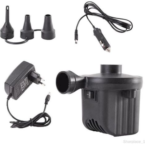 (Black) Electric Air Pump - Unspecified - 36W - 550L/min - Portable - 3 Nozzles Included (1/4)