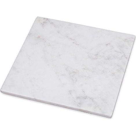 Dessous de plat carré en marbre blanc 20x20cm, couleur crème (1/3)