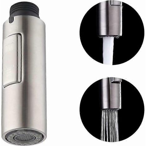 Buse de robinet de cuisine de rechange, douchette, tête de robinet universelle amovible (G1/2 acier brossé) (1/5)