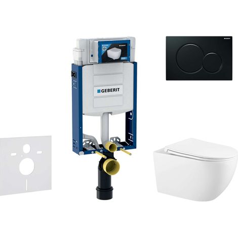 Geberit Kombifix - Set Vorwandelement, WC Gaia mit Softclose-Sitz und Sigma01-Betätigungsplatte, schwarz SANI15CA5117