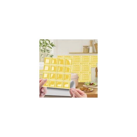 – Set mit 20 3D-Mosaik-Wandaufklebern – Wasserfest und selbstklebend – Fliesenverzierung für Bad und Küche – Gelb, 20 x 20 cm – Crezuo