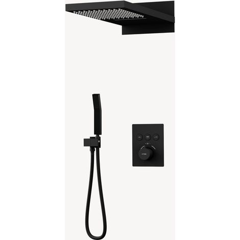 Conjunto de ducha termostática con efecto cascada Negro - Linosa