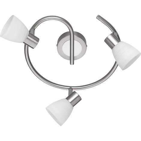 Spot, Carico incl. 3 x LED,G9,3,5 Watt,3000K,300 Lm. Verre, Blanc balayé, Corps: metal, Nickel mat Ø:29,5cm, H:18,0cm IP20,Convient pour variateur externe (1/2)