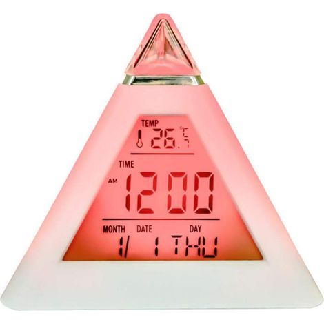 Pyramidenförmiger Wecker, elektrischer Digitalwecker mit Anzeige von Uhrzeit und Temperatur, Wecker fürs Schlafzimmer (1/5)