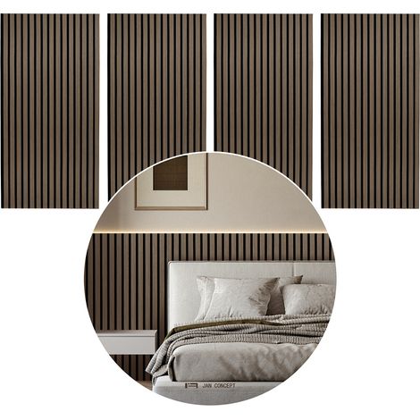 TolleTour Set di 1 pannello acustico - noce nero - feltro nero - 60 x 120 x 2,1 cm