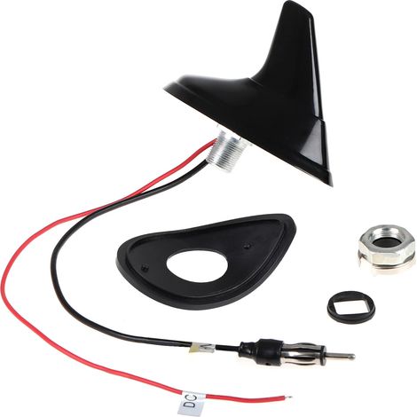 HEYNER® Autoantenne Haiflosse Shark Fin Aerial Shark Fin mit Verstärker AM/FM Radio Universal Radioantenne Dachantenne Gummi Schwarz Wasserdicht