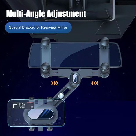 Support de téléphone pour rétroviseur de voiture, rotatif à 360°, rétractable et réglable support universel multifonctionnel pour tous les téléphones portables. (1/5)
