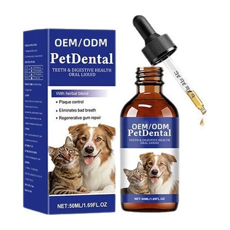 Customized mouthwash for pets, dental cleaning solution for cats and dogs, gentle oral spray for oral hygiene, private label processing. (1/5)