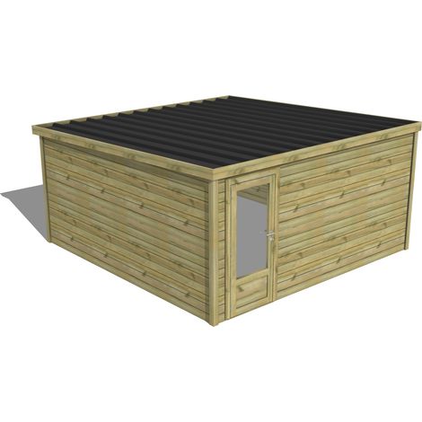 ABRI DE JARDIN bois traité 27mm, Essentiel, 4,3x4,3m, 19m2