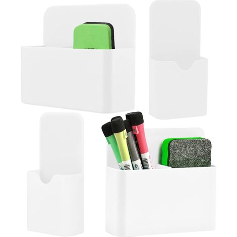 Boîte de rangement magnétique, 4 pièces, porte-stylo réglable et durable pour frigo, tableau blanc et casier. (1/5)