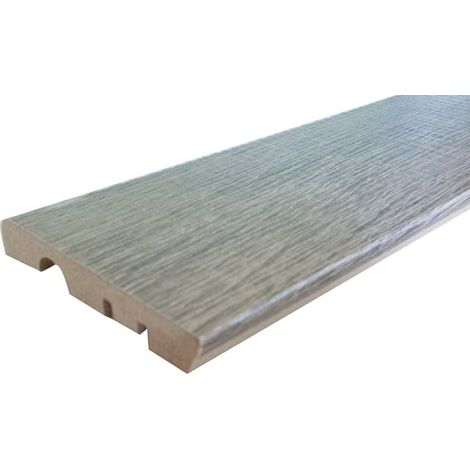 10 pezzi Battiscopa Mdf Rivestito Rovere Grigio Spazzolato mm 10 x 70 x 2400