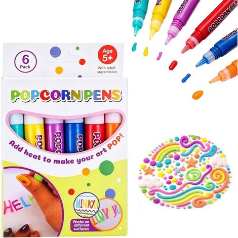Beyamis Stylos bulles Popcorn 6/12 couleurs - Encre magique 3D enfants (1/5)