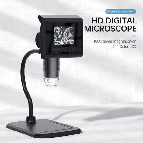 aqxreight 2,4 '' Microscope Numérique LCD, Caméra Microscope Zoom de Grossissement 1080p 1000x, Magnificateur Portable avec 8 Lumières LED Ce DI en Microscopieddigital avec (1/5)