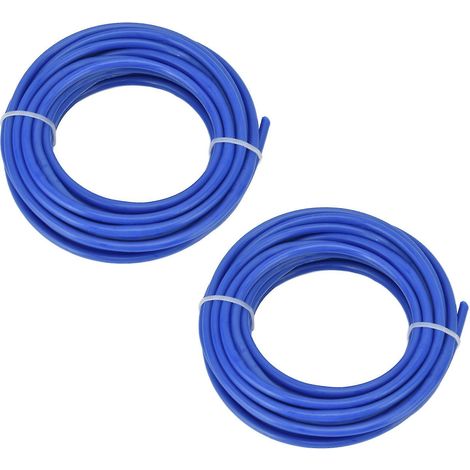 Lot de 2 fils de coupe-bordures ronds en nylon bleu de 4 mm de diamètre, accessoires pour tondeuses Husqvarna, 5 m / 16,4 pi (1/4)