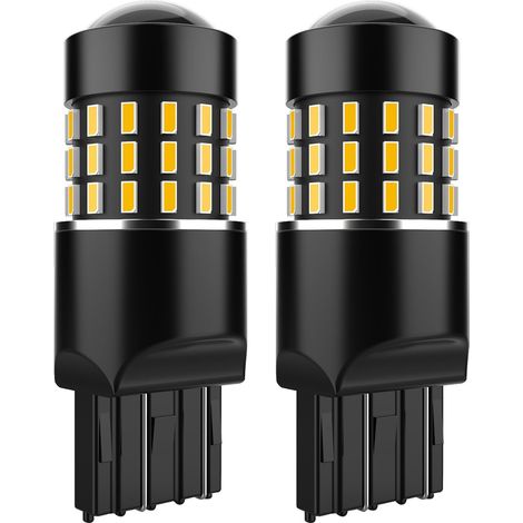 7440 7443 7444NA 7441 7444 7443 992 Led Bulb 3014 54 Chipsets 650 Lumens Replace for Turn Signal Back Brake Rear Brake Stop Rear Parking Lights RV Orange (Pack of 2) (1/5)