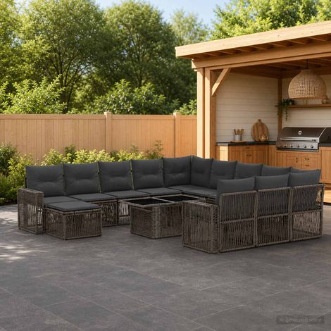 vidaXL Set Divano da Giardino 13 pz Grigio e Grigio Scuro polyrattan (1/5)