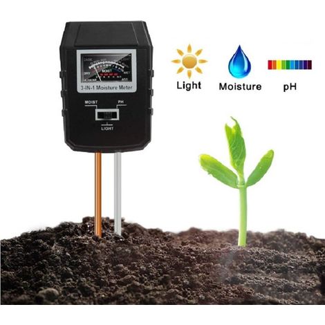 PH-mètre de sol mise à niveau en testeur d'humidité/lumière/pH du pour le jardin la pelouse ferme 3 1 noir (1/4)