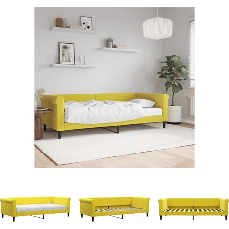 The Living Store Tagesbett mit Matratze Gelb 90x200 cm Samt - Betten & Bettgestelle (1/5)