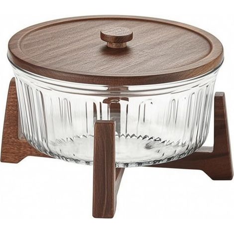 Fruit Basket with Fluted Lid  Elevated, Washable, Snack Bowl Stand, Low, Desktop (1/5)