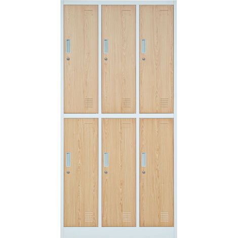 Armoire sociale 6 portes IGOR, 900 x 1850 x 450 mm, Eco Design : blanc/ d b sonoma