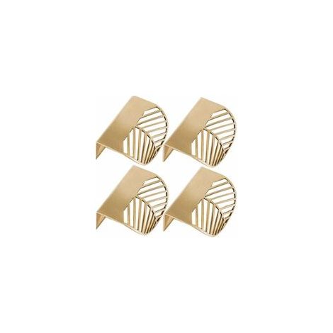 Poignées de meuble en laiton doré – Lot de 4 – Forme feuille – Dimensions 6x2.3cm – Entraxe 256mm – Installation facile (1/5)