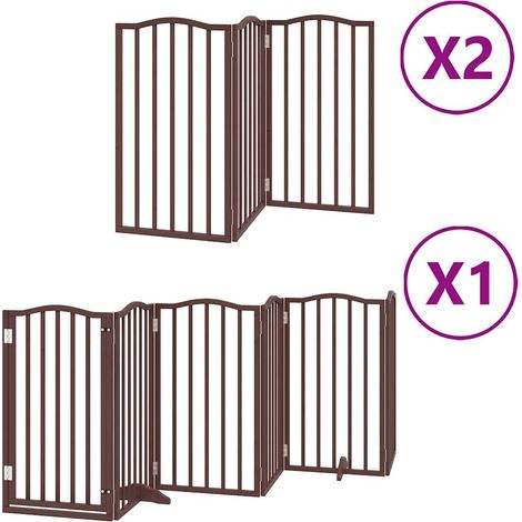 Puerta de seguridad para mascotas puerta plegable 12 paneles madera de álamo marrón 020023169 (1/5)