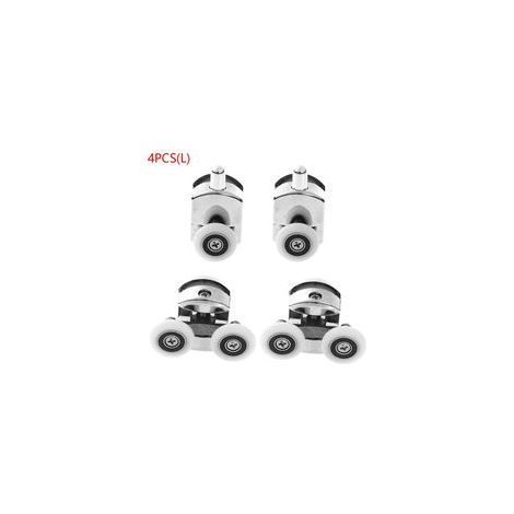 Polea de repuesto de aleación de zinc de 25 mm para puerta de ducha, accesorios de herrajes para puertas de ducha de vidrio (2 ruedas simples y 2 ruedas dobles) - Crezuo