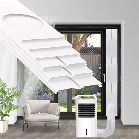 Kit Calfeutrage Climatiseur, Kit Fenêtre pour Climatiseur Mobile, 6 Pièces, 16 x 43-229cm avec Adaptateur de Tuyau d'Évacuation d'Air 15cm, Calfeutrage Fenêtre pour Climatiseur Mobile (1/5)