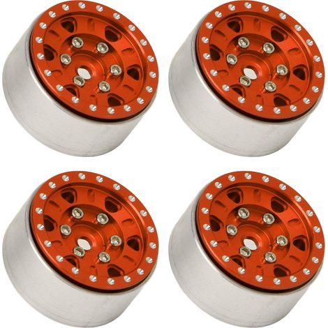 moyeux de roue RC en alliage d'aluminium résistants à l'usure et stables, petites roues à verrouillage de talon pour voiture RC AXIAL SCX24 1/24, orange (1/5)