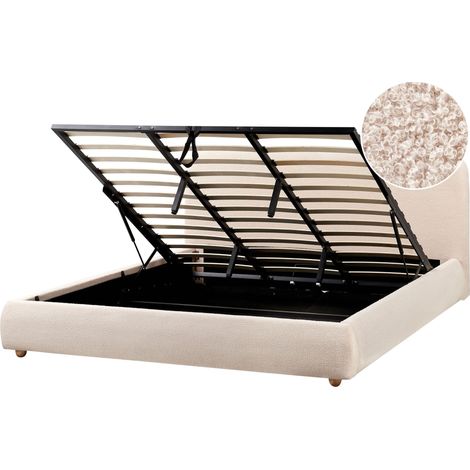Ottoman Bed Boucle BLAGNAC 180 x 200 cm (EU Super King) Light Beige (1/5)
