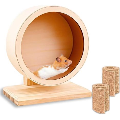 Hamster Wheel Wooden Wheel Diameter 15cm with Silent Pads Suitable for Totoro Mouse, Squirrel, Chinchilla and Small Pet (1/5)