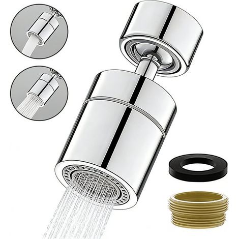 Aireador para grifo，Apto para rosca de grifo de 22 mm，Diseño giratorio universal，Incluye 1 adaptador de 22-24 mm + 1 anillo de sellado antifugas (1/5)