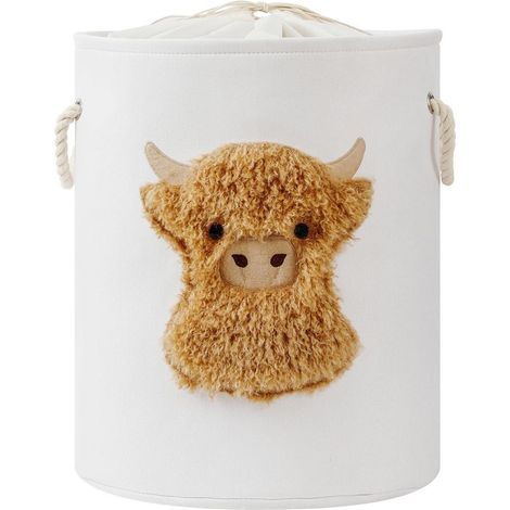 Wäschekorb Kinderzimmer 58L, faltbar mit Deckel, Spielzeugaufbewahrung, Highland Cow Design (1/5)