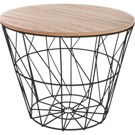 Atmosphera – Table basse fixe 38cm – MDF et métal – Design moderne – Couleur noire – Poids léger 1,46kg